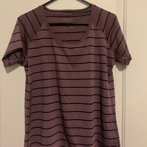 Patagonia Mauve and Black Striped Short Sleeve Tee